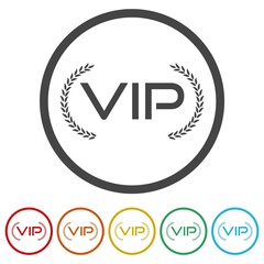 Vip laurel wreath glyph ring icon color set