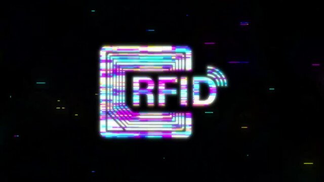 RFID Radio Frequency IDentification glitch effect. Technology concept. Digital technology. Motion graphics.
