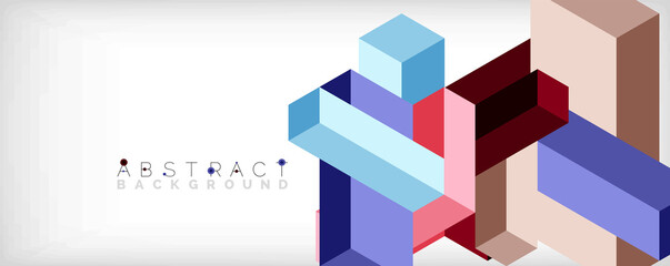Abstract background. 3d cubes, cubic elements and blocks. Techno or business concept for wallpaper, banner, background, landing page