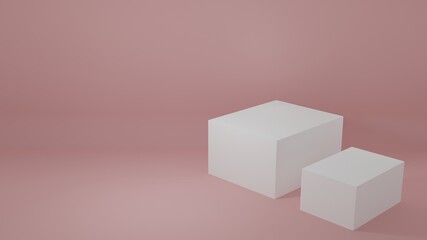 white Product Stand in pink room ,Studio Scene For Product ,minimal design,3D rendering	
