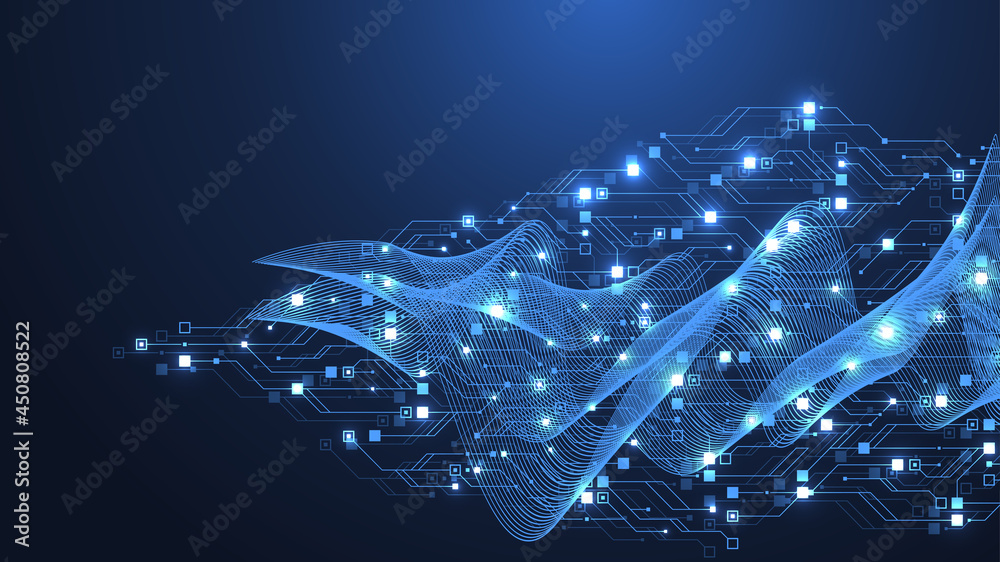 Poster technology abstract circuit board texture background. high-tech futuristic circuit board banner wall