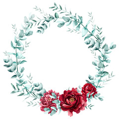 Watercolor greenery illustration. Eucalyptus frame border, for wedding stationary, greetings, wallpapers, fashion, background