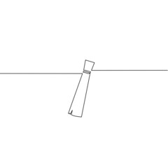 Continuous line drawing of broom stick, simple design, object one line, single line art, hand drawn, vector illustration
