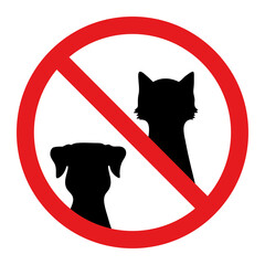 dog cat prohibition sign vector illustration