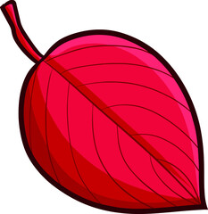 Funny rounded red autumn leaf in doodle style