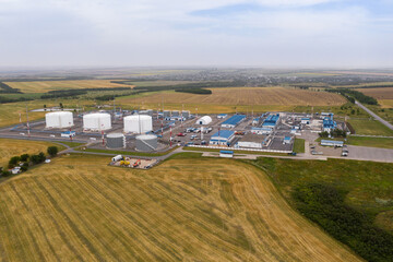 Aerial view of oil and fuel storage tank farm