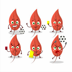 Dried leaves cartoon character working as a Football referee