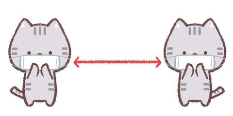 ソーシャルディスタンスのマスクネコ