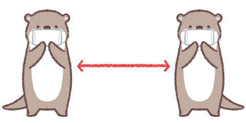 ソーシャルディスタンスのマスクカワウソ