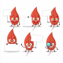 Dried leaves cartoon character bring information board