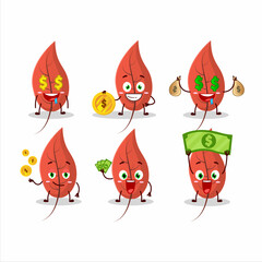 Dried leaves cartoon character with cute emoticon bring money