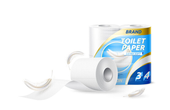 Vector realistic toilet paper roll package mockup