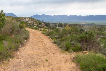 Small road in the Waterval Nature Reserve near Ceres in the Western Cape of South Africa