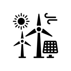 Renewable energy vector solid icon style illustration. EPS 10 file