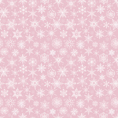 Seamless pattern with hand drawn doodle snowflakes. Can be used for wallpaper, pattern fills, textile, web page background, surface textures.
