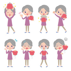 高齢者女性　財布　イラストセット