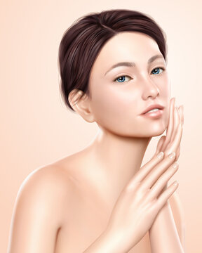 Pretty Woman Model Attractive Model Cosmetic Medical Ads Use 3D Illustration