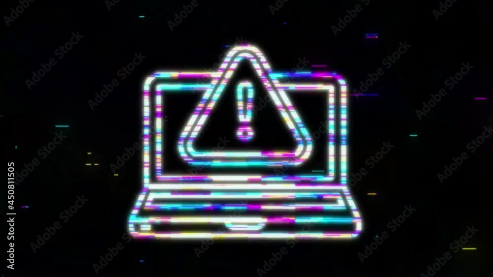 Wall mural Alert message laptop notification. Danger error alerts, laptop virus problem or insecure messaging spam problems notifications. Motion graphics.