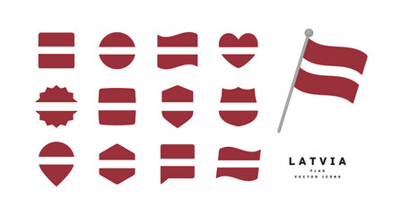 Latvia flag icon set vector illustration