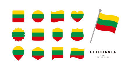 Lithuania flag icon set vector illustration