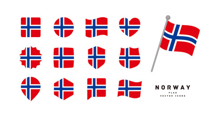Norway flag icon set vector illustration