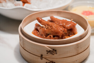 steamed chicken feet - Chinese traditional dim sum - this dish is called phoenix claws