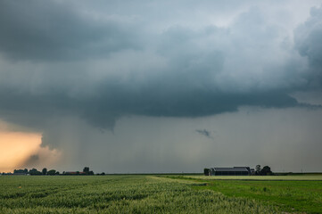 Fototapeta na wymiar Storm cloud with heavy rain during sunset