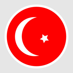 Turkey Flag Round Flat Circle Icons.