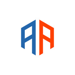 AA logo vector illustration. Letter AA hexagonal logo isolated on White Background
