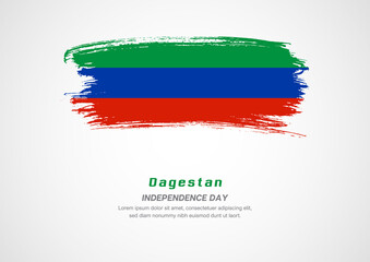 Happy Independence Day of Dagestan. Abstract country flag on hand drawn brush stroke vector patriotic background