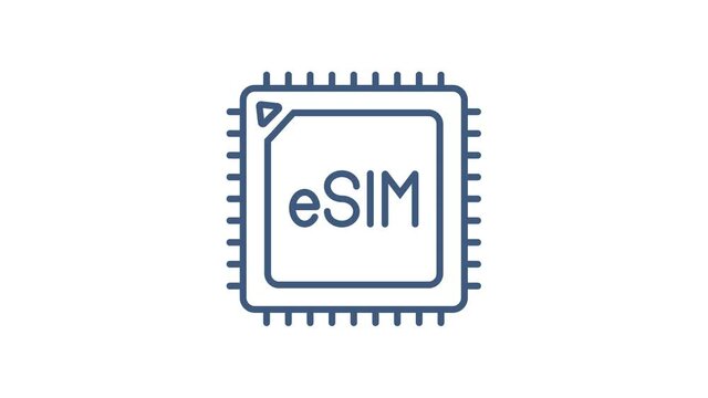 eSIM Embedded SIM card icon symbol concept. new chip mobile cellular communication technology. Motion graphics.