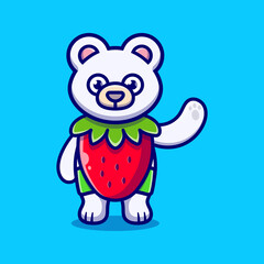 cute polar bear wear costume strawberry