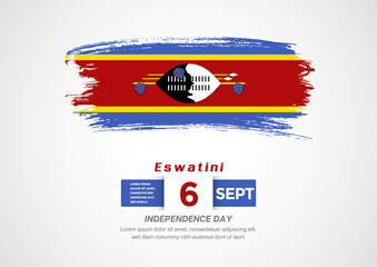 Happy Independence Day of Eswatini. Abstract country flag on hand drawn brush stroke vector patriotic background