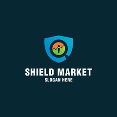 Shield market logo template on modern style