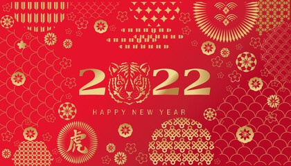 Naklejka premium 2022 Chinese New Year banner 32