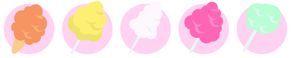 Naklejka premium illustration of colorful cotton candies isolated on a white background