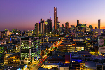 Sunset over Brisbane City, Queensland, Australia	