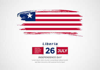 Happy Independence Day of Liberia. Abstract country flag on hand drawn brush stroke vector patriotic background