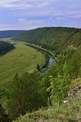 Naklejka premium Irgina river valley with Vakutin stone