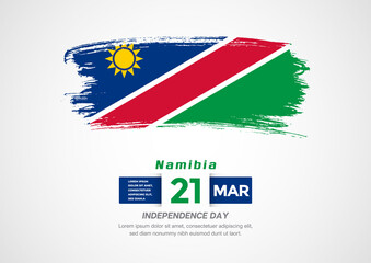 Happy Independence Day of Namibia. Abstract country flag on hand drawn brush stroke vector patriotic background