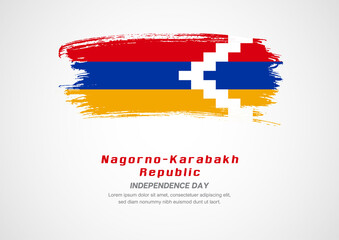 Happy Independence Day of Nagorno-Karabakh Republic. Abstract country flag on hand drawn brush stroke vector patriotic background