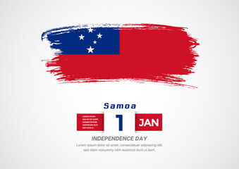 Happy Independence Day of Samoa. Abstract country flag on hand drawn brush stroke vector patriotic background