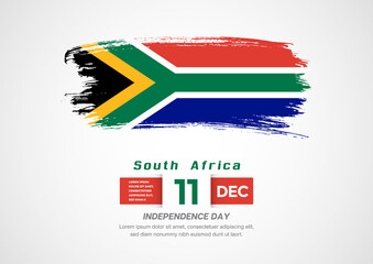 Happy Independence Day of South Africa. Abstract country flag on hand drawn brush stroke vector patriotic background