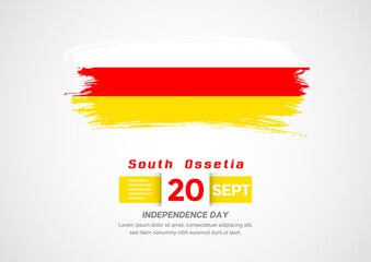 Happy Independence Day of South Ossetia. Abstract country flag on hand drawn brush stroke vector patriotic background