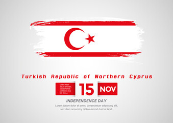 Happy Independence Day of Turkish Republic of Northern Cyprus. Abstract country flag on hand drawn brush stroke vector patriotic background