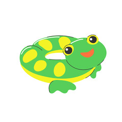 inflatable rubber swimming ring frog. summer water beach toy. stock vector illustration in cartoon flat style on white