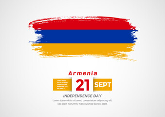 Happy Independence Day of Armenia. Abstract country flag on hand drawn brush stroke vector patriotic background