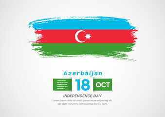 Happy Independence Day of Azerbaijan. Abstract country flag on hand drawn brush stroke vector patriotic background