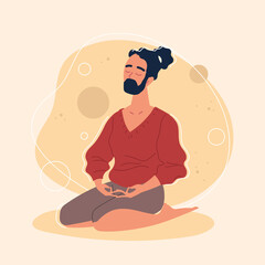 bearded man meditating