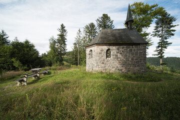 Fototapeta premium beautiful little chapel in southern germany on a mountain.
